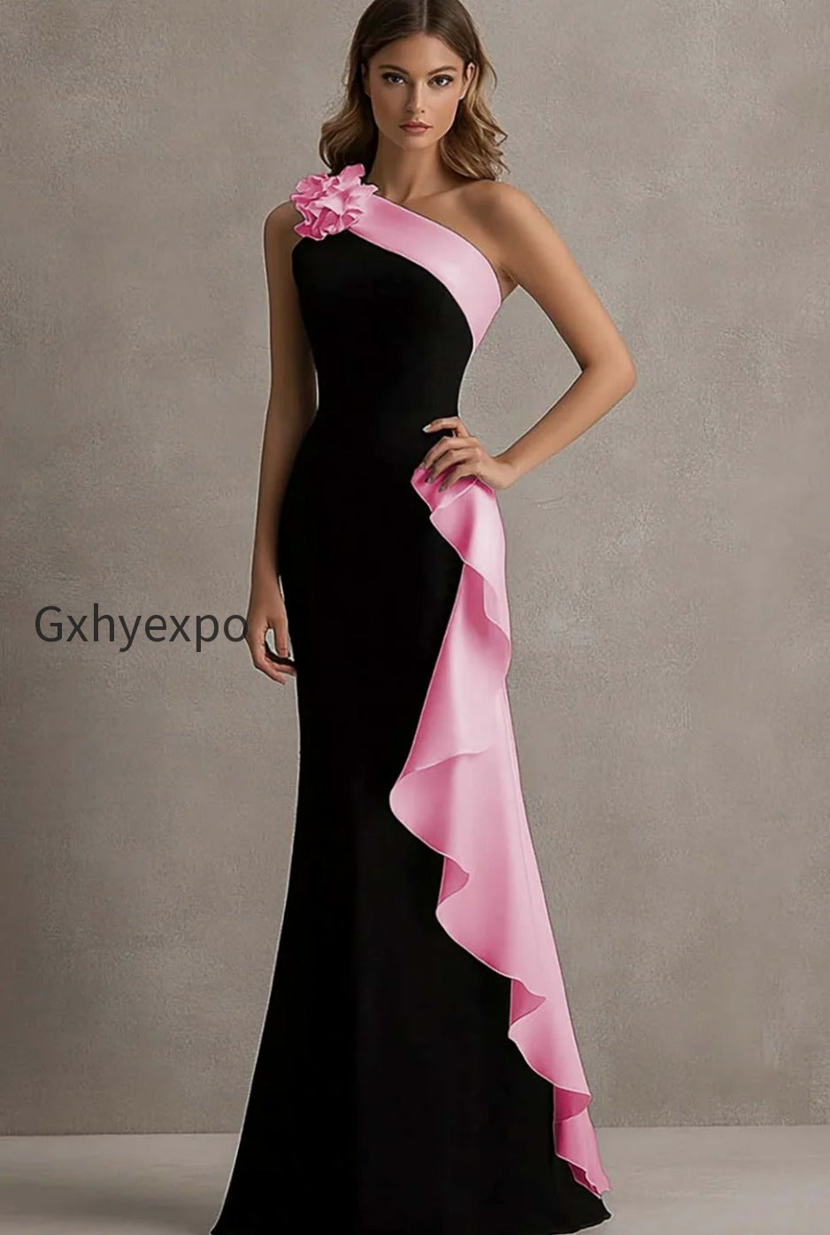 black-and-blue-one-shoulder-long-formal-dress-with-ruffles