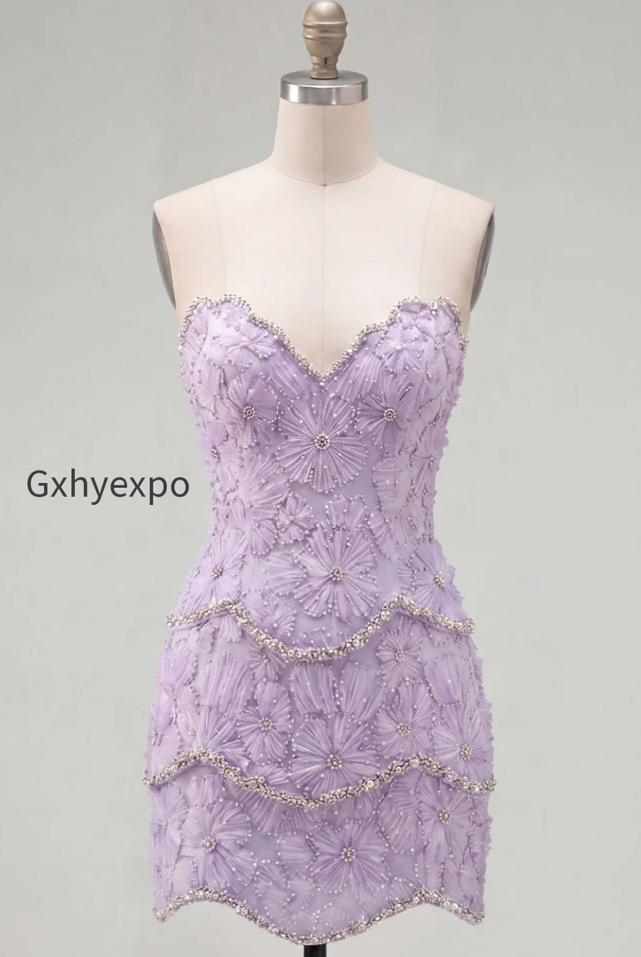 sparkly-pink-floral-tight-short-strapless-homecoming-dress-with-pearls