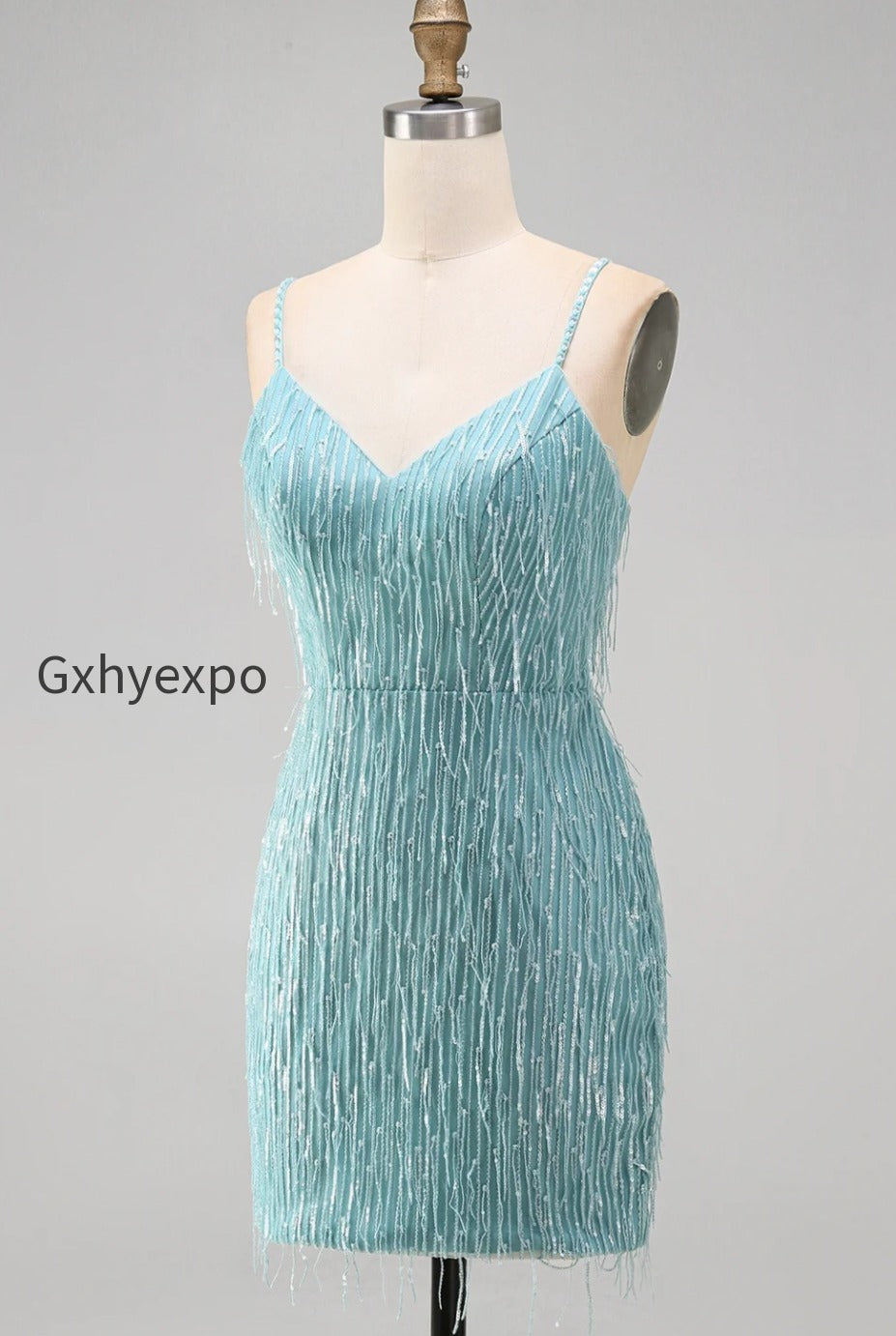 sparkly-dusty-rose-fringed-v-neck-tight-short-homecoming-dress