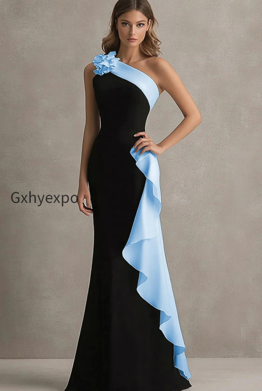black-and-blue-one-shoulder-long-formal-dress-with-ruffles