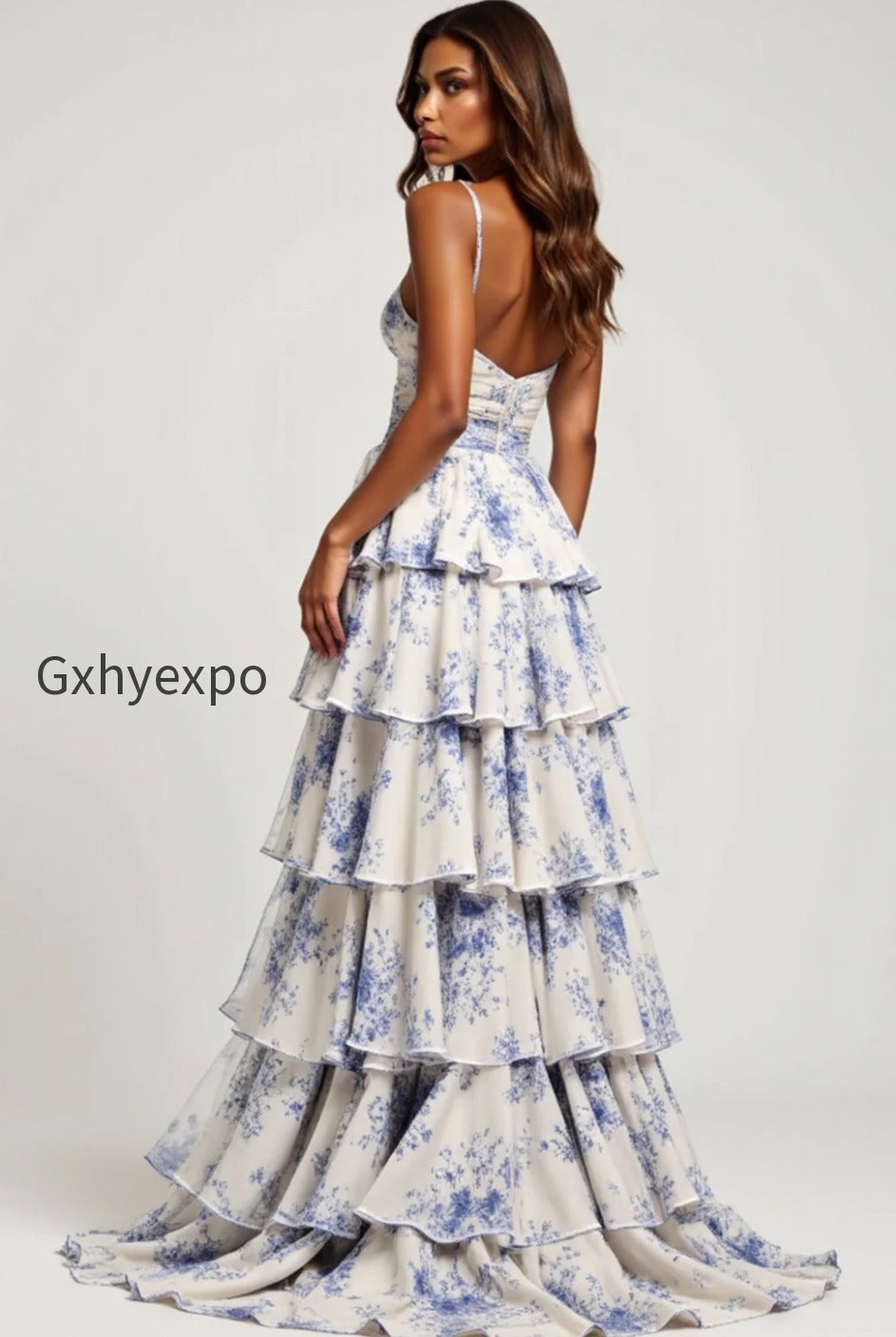 blue-flower-sweetheart-chiffon-tiered-long-prom-dress-with-slit