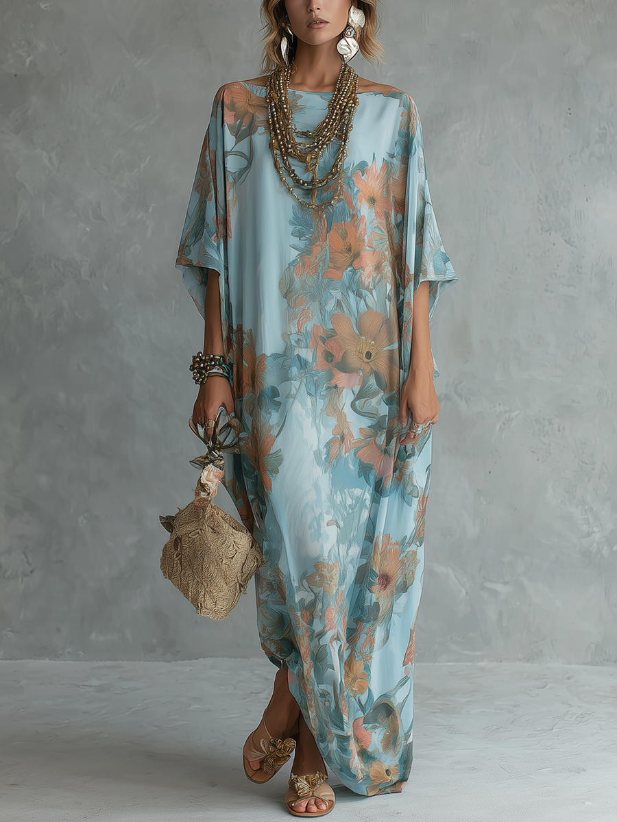 bohemian-style-sky-blue-floral-print-loose-long-dress