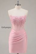 pink-strapless-bodycon-corset-short-homecoming-dress-with-lace