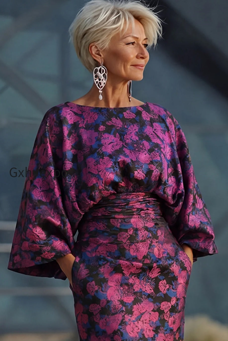 floral-fuchsia-sheath-ruched-long-mother-of-the-bride-dress-with-sleeves