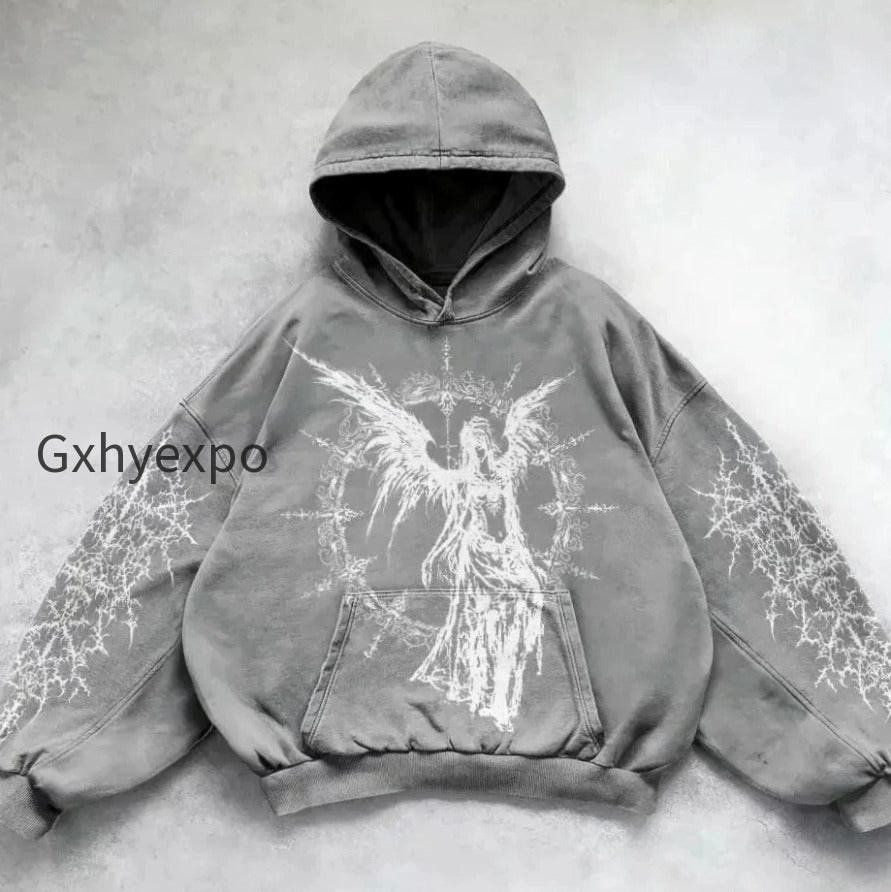 db-oversized-gothic-print-hoodie