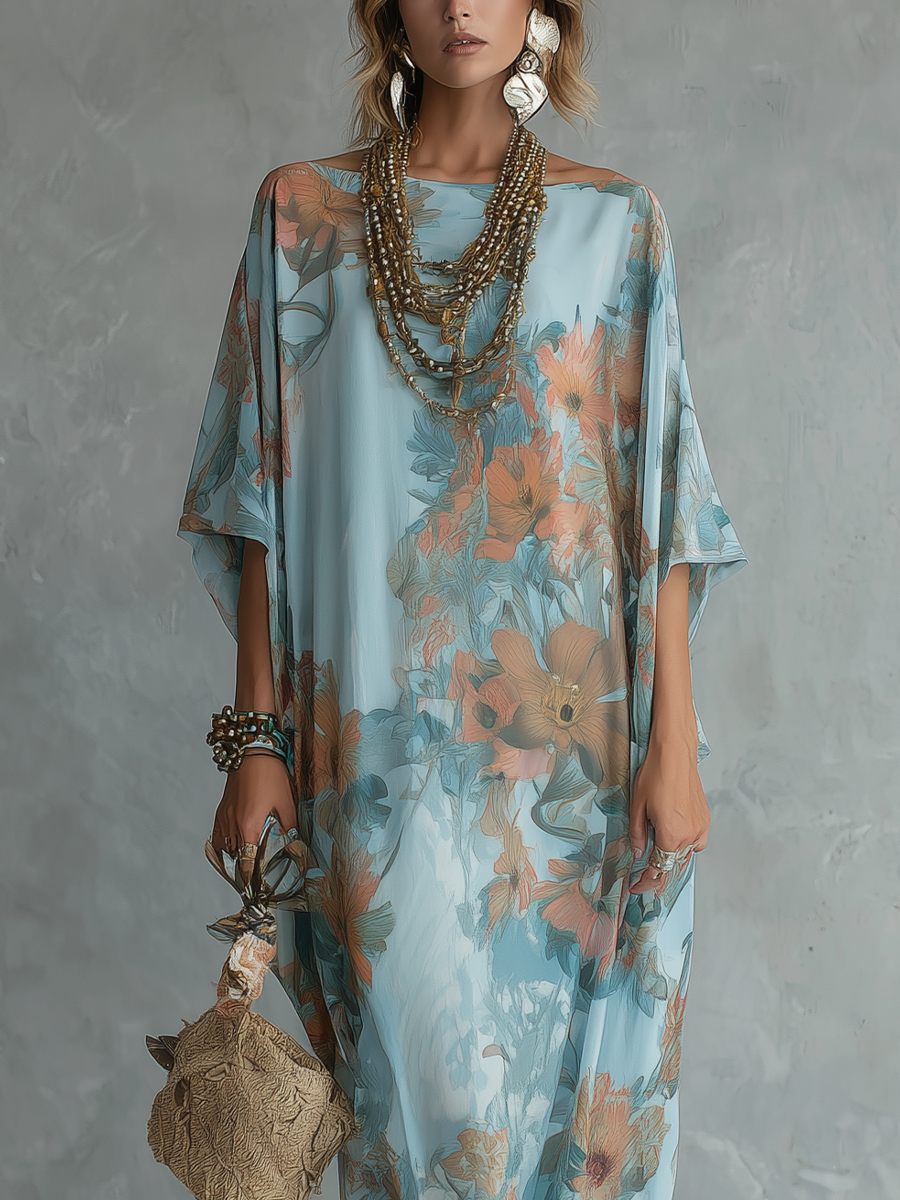 bohemian-style-sky-blue-floral-print-loose-long-dress