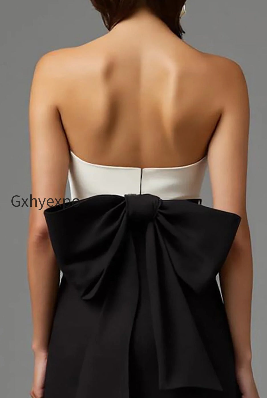 simple-black-and-white-sheath-strapless-long-formal-dress-with-bow