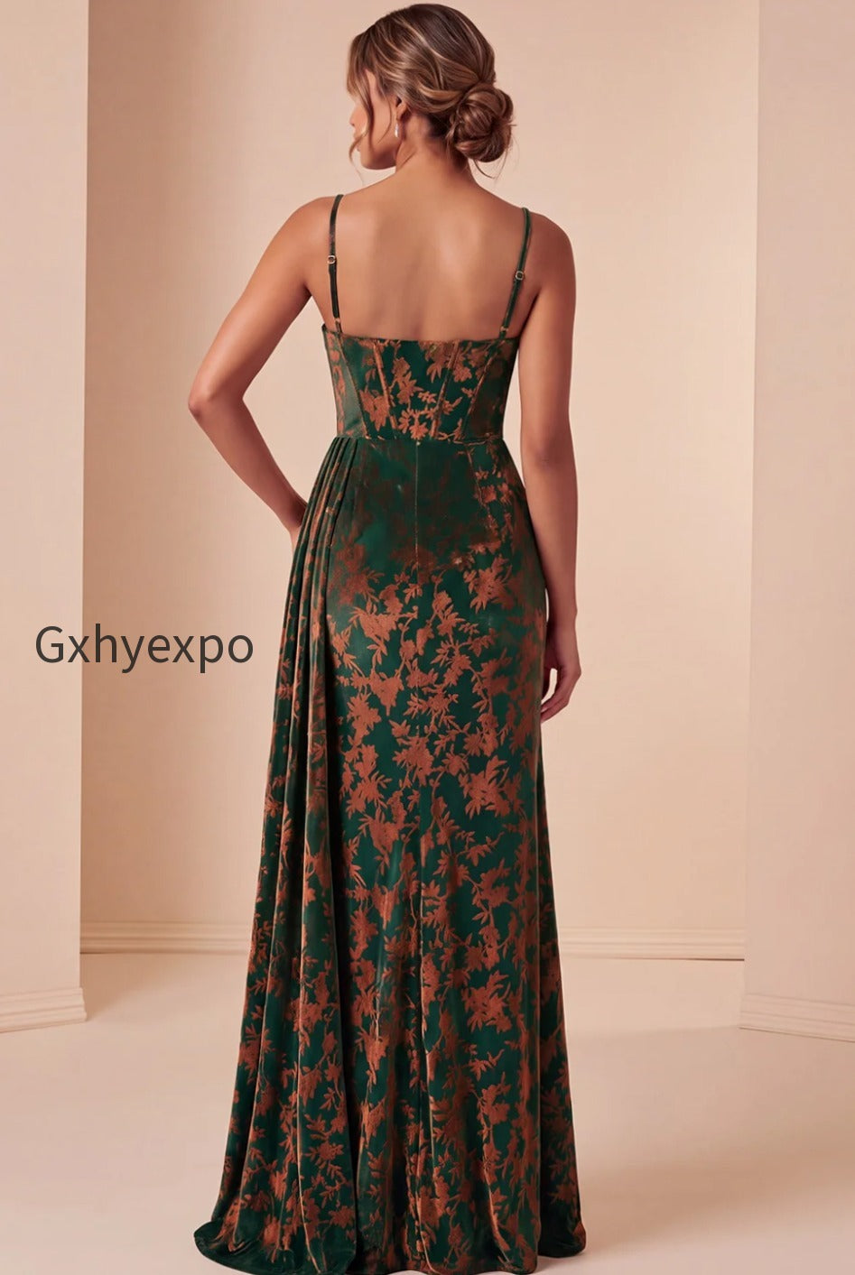 plus-size-dark-green-corset-velvet-floral-long-wedding-guest-dress-with-side-cape