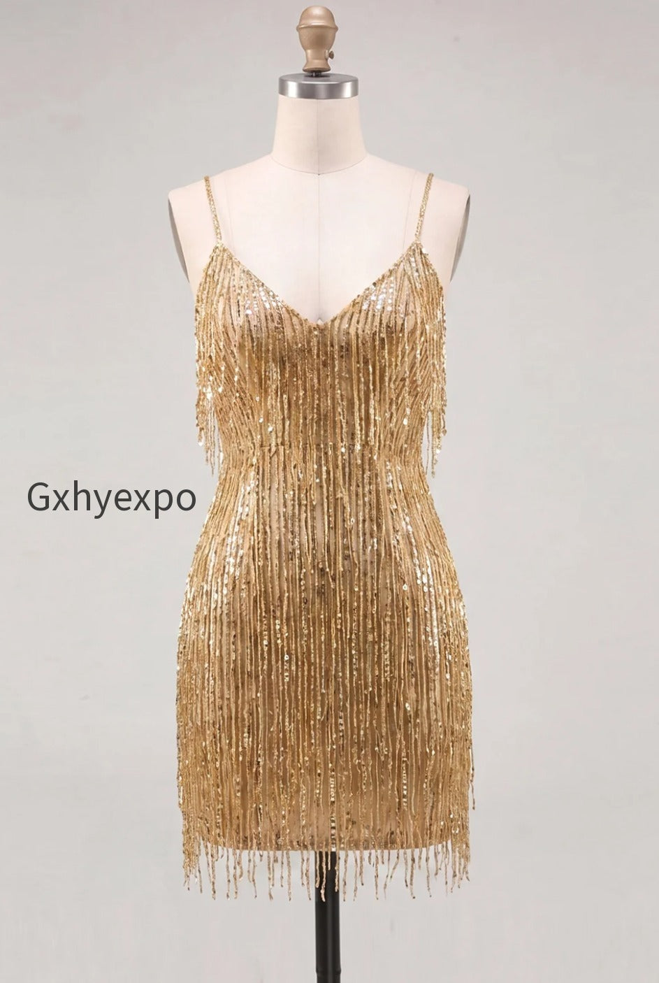 sparkly-dusty-rose-fringed-v-neck-tight-short-homecoming-dress