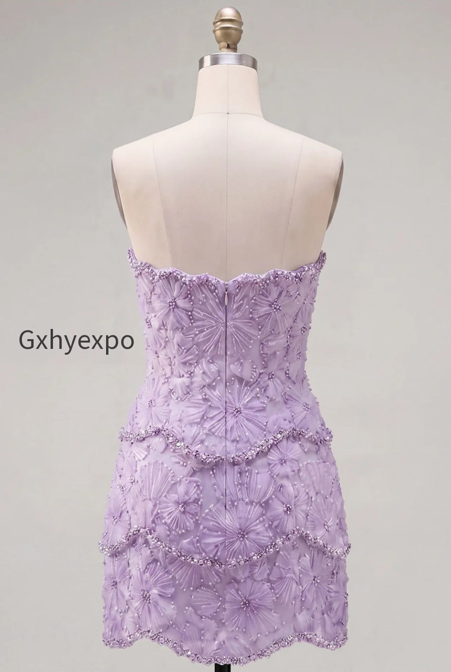sparkly-pink-floral-tight-short-strapless-homecoming-dress-with-pearls