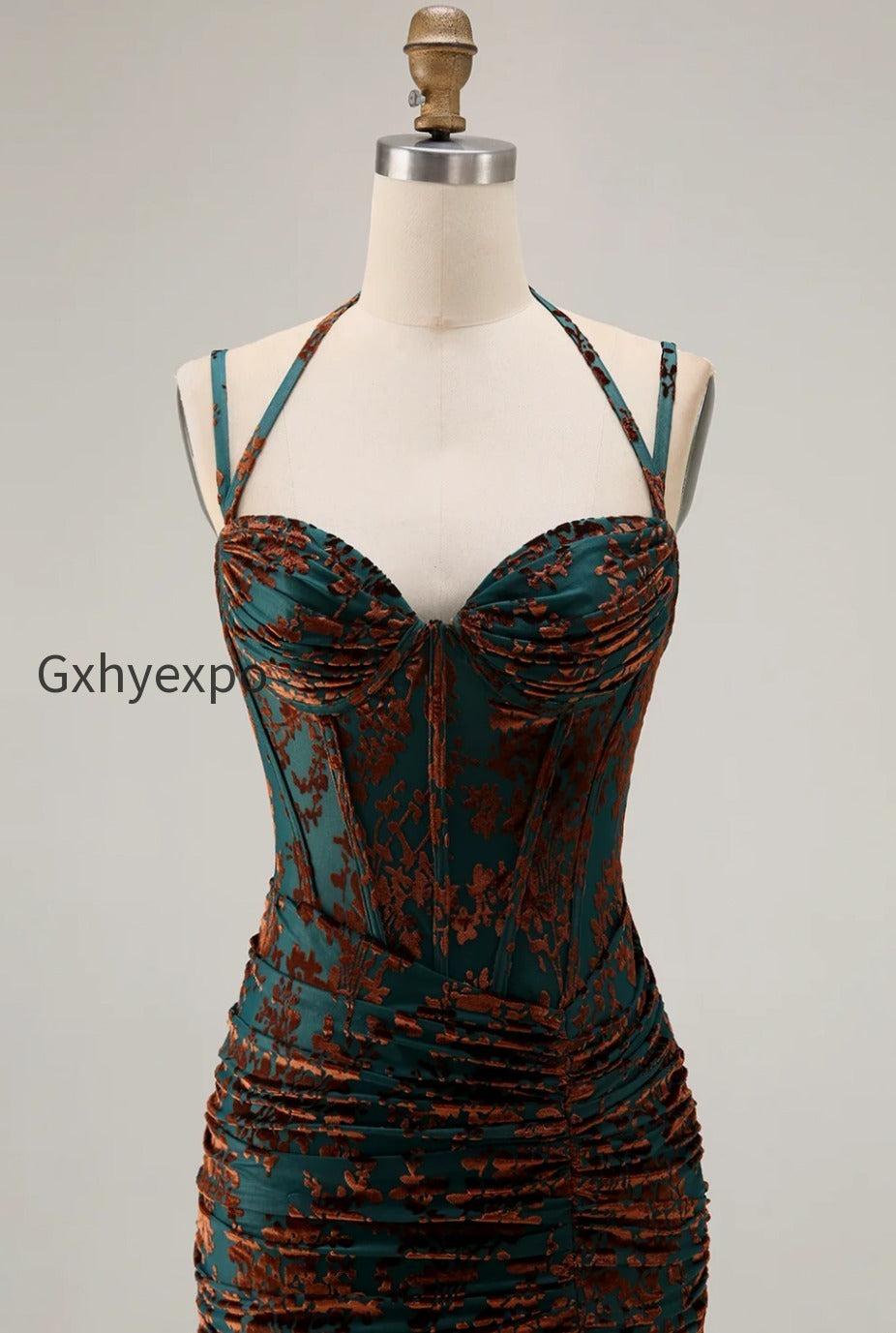 dark-green-corset-floral-sheath-long-wedding-guest-dress-with-slit