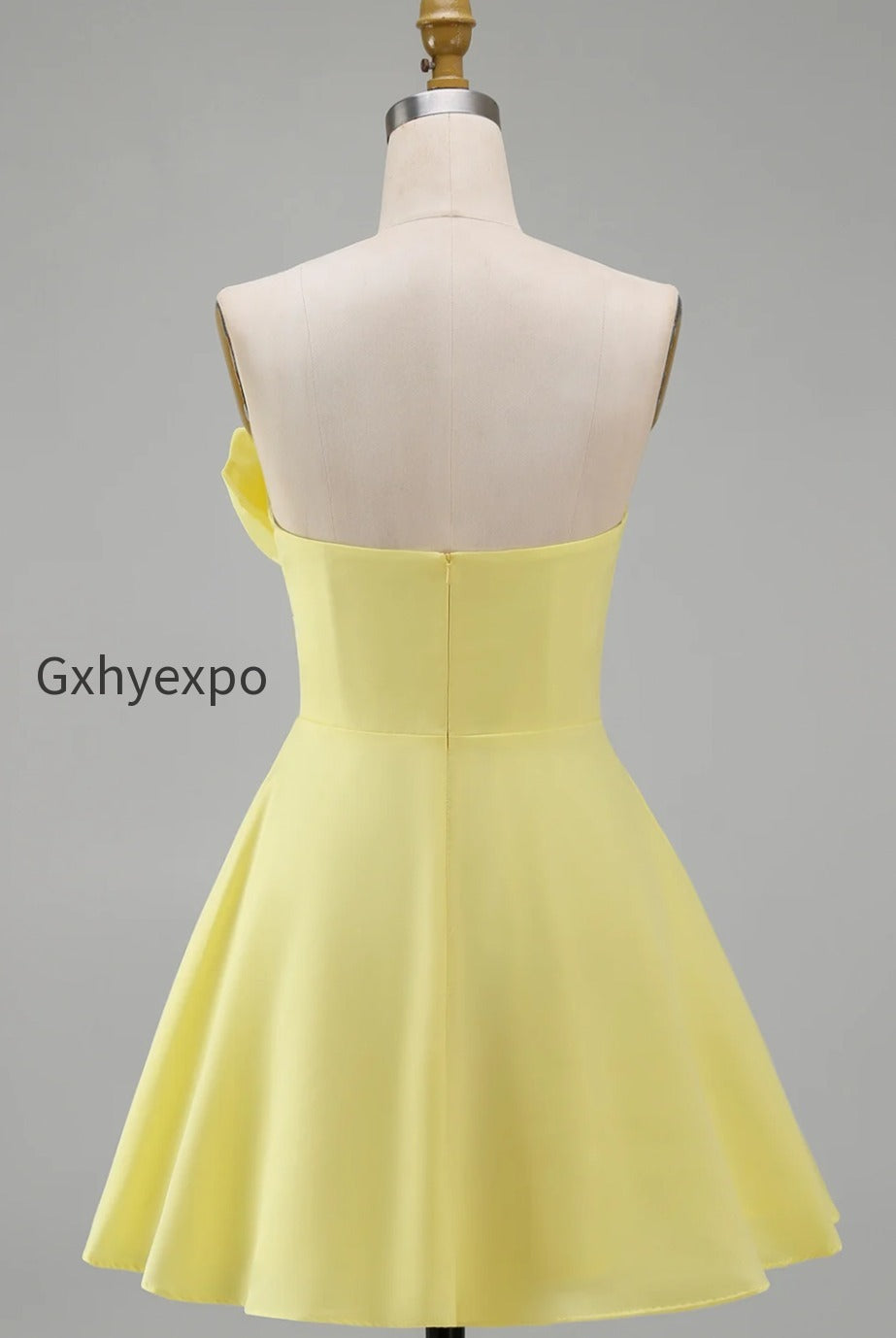 ivory-strapless-satin-ruched-short-a-line-graduation-dress