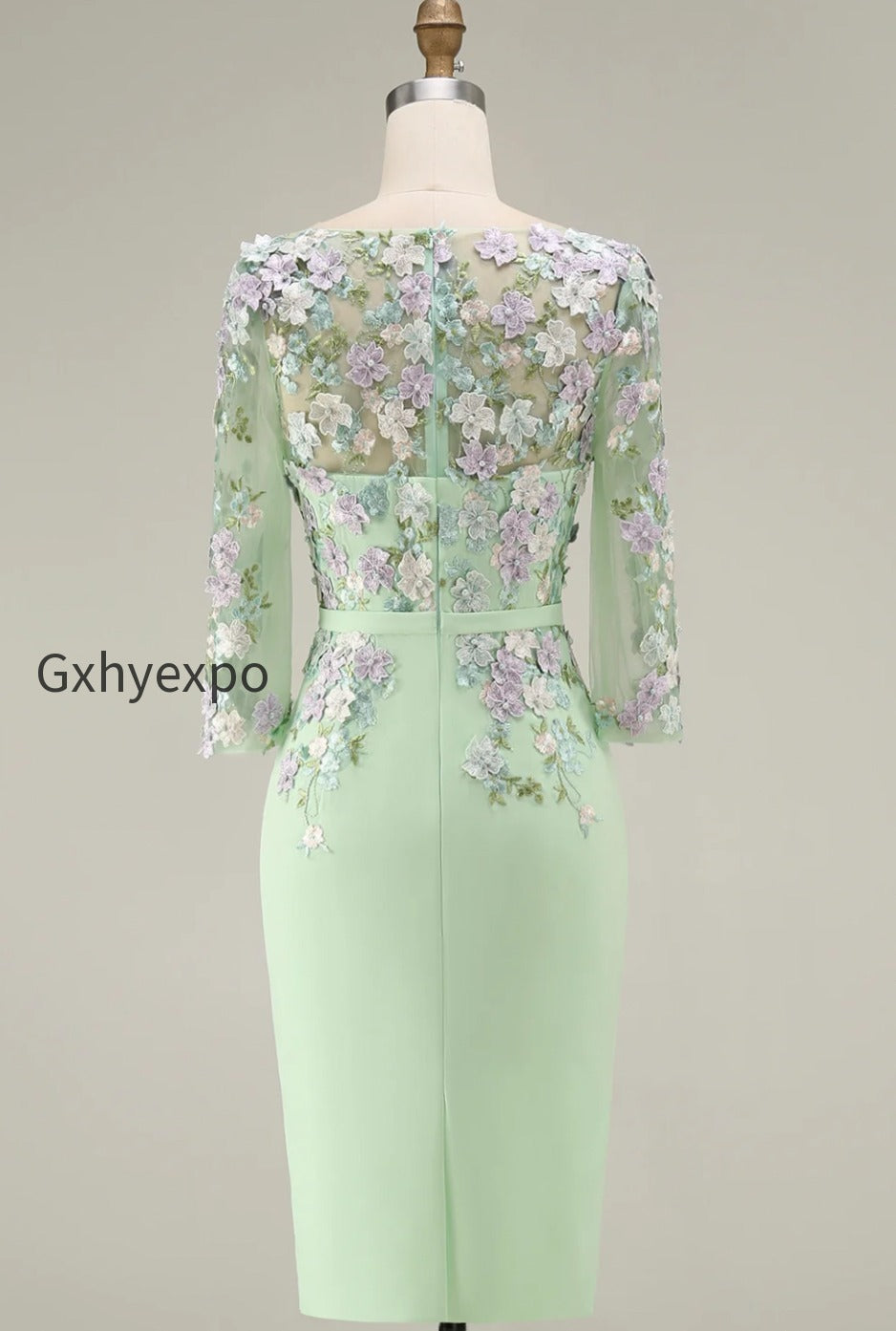 dusty-rose-bodycon-floral-midi-mother-of-the-bride-dress-with-sleeves