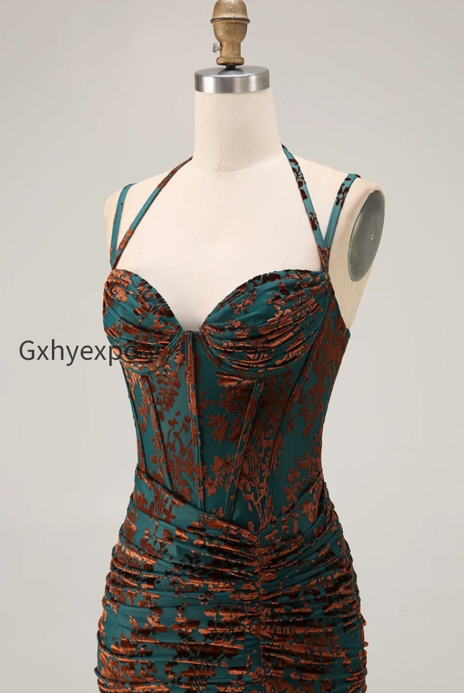 dark-green-corset-floral-sheath-long-wedding-guest-dress-with-slit