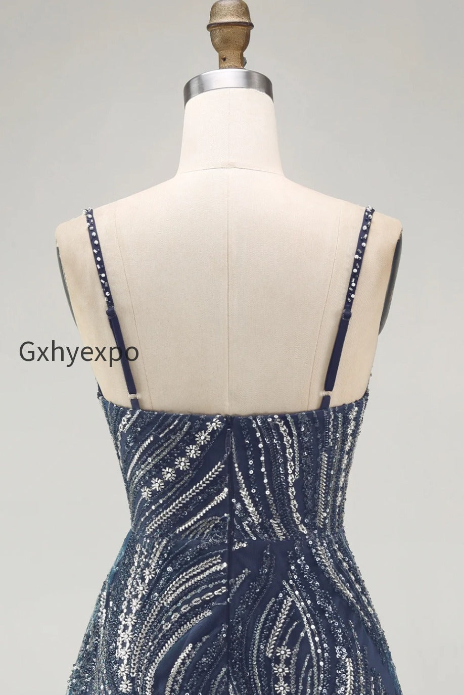 beaded-thick-straps-sparkly-navy-short-cocktail-dress