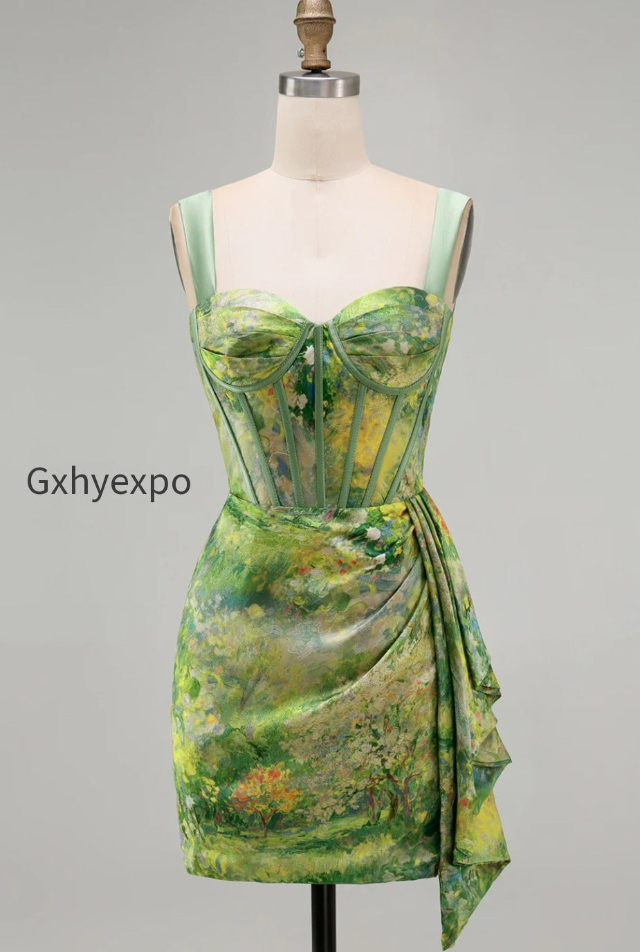 floral-apricot-corset-ruched-tight-short-homecoming-dress-with-beading