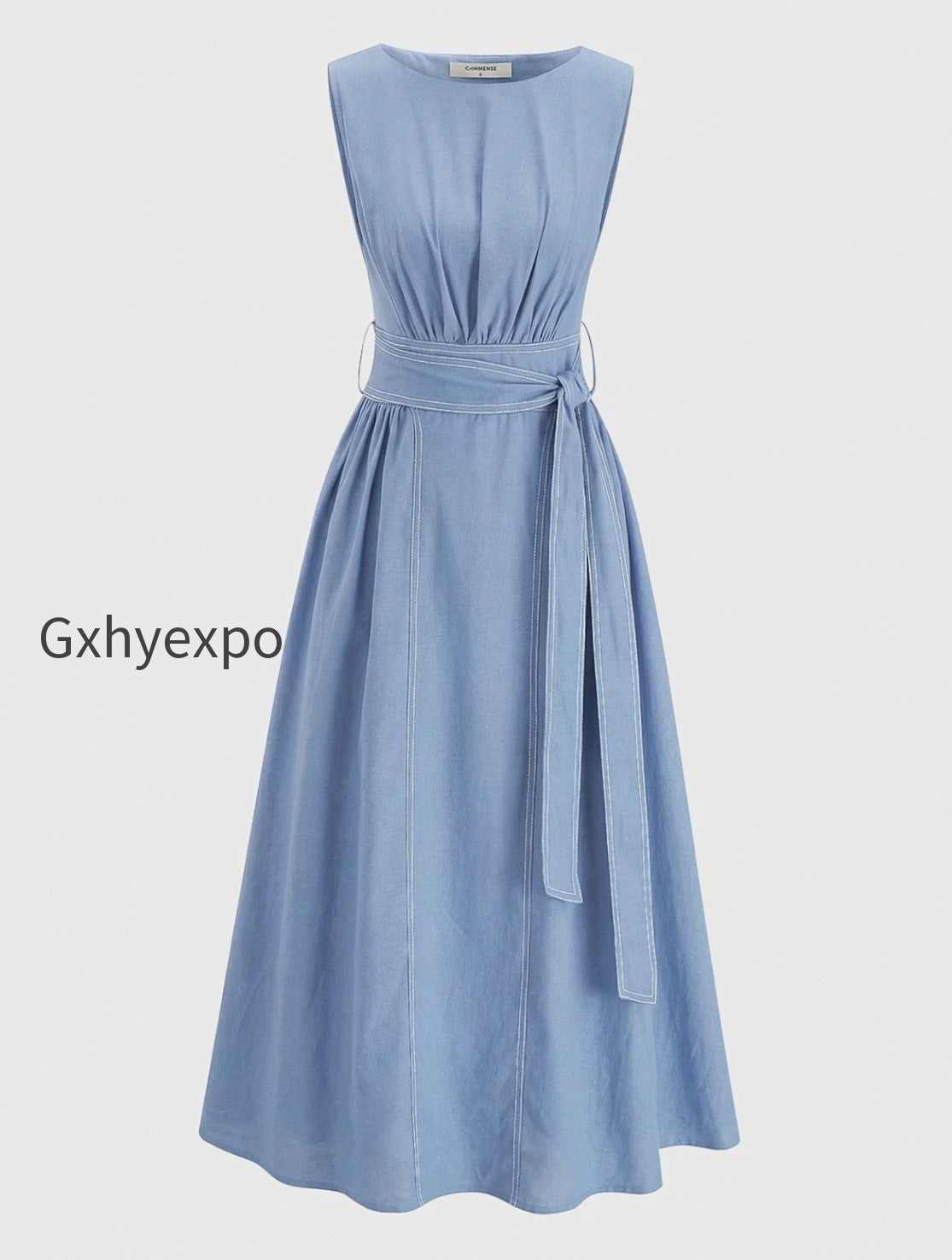 cotton-linen-sleeveless-belted-maxi-dress