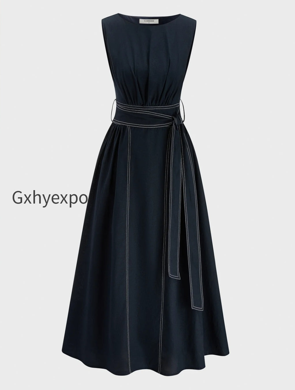 cotton-linen-sleeveless-belted-maxi-dress