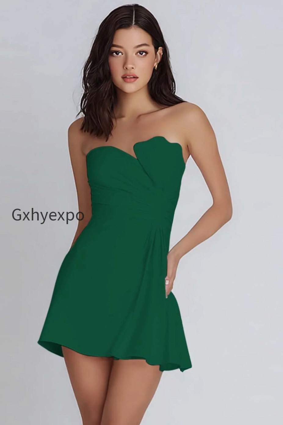 ivory-strapless-satin-ruched-short-a-line-graduation-dress