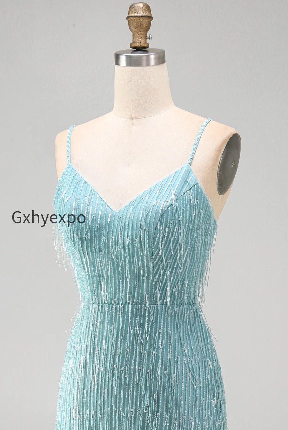 sparkly-dusty-rose-fringed-v-neck-tight-short-homecoming-dress