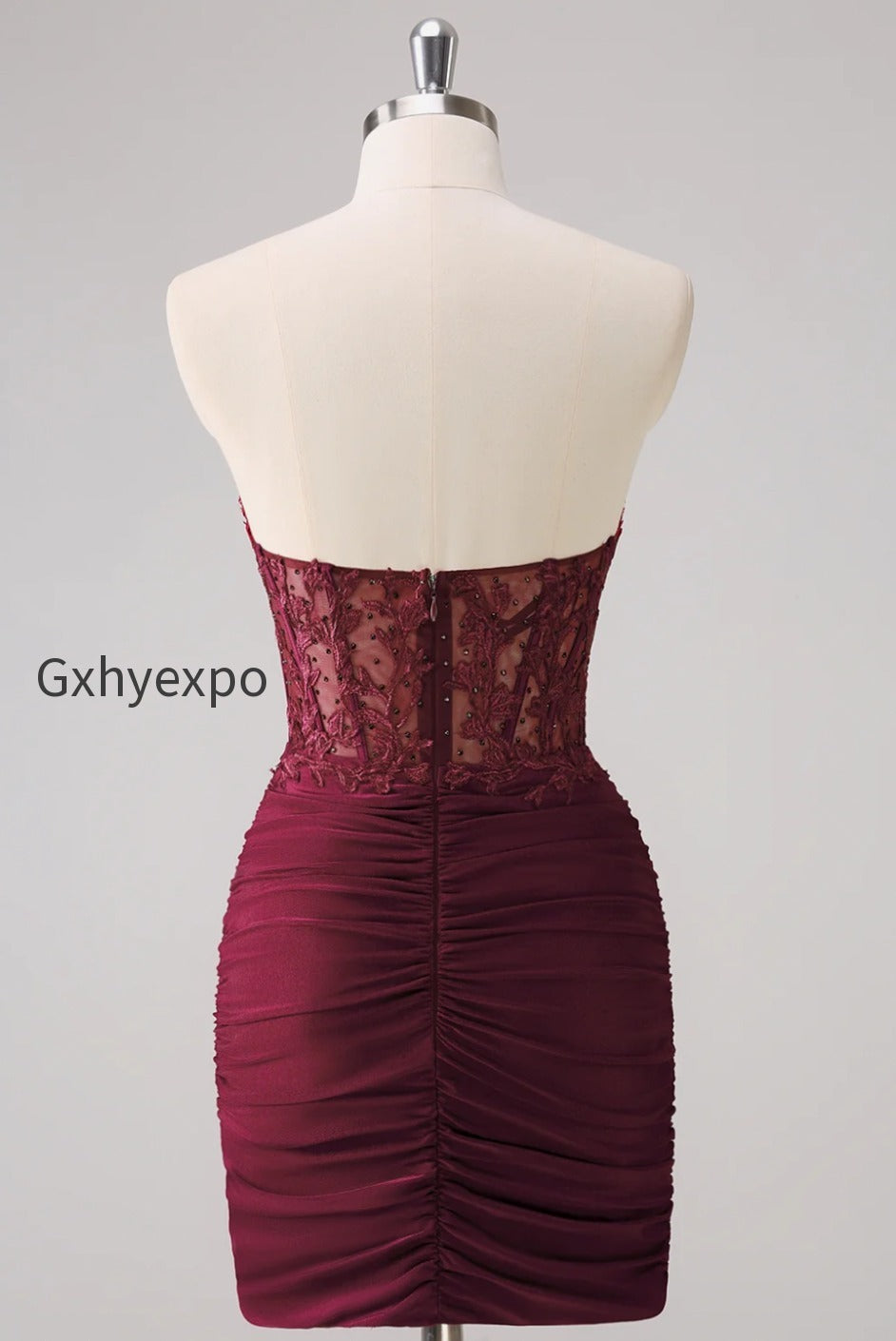 lilac-strapless-corset-pleated-tight-homecoming-dress-with-appliques