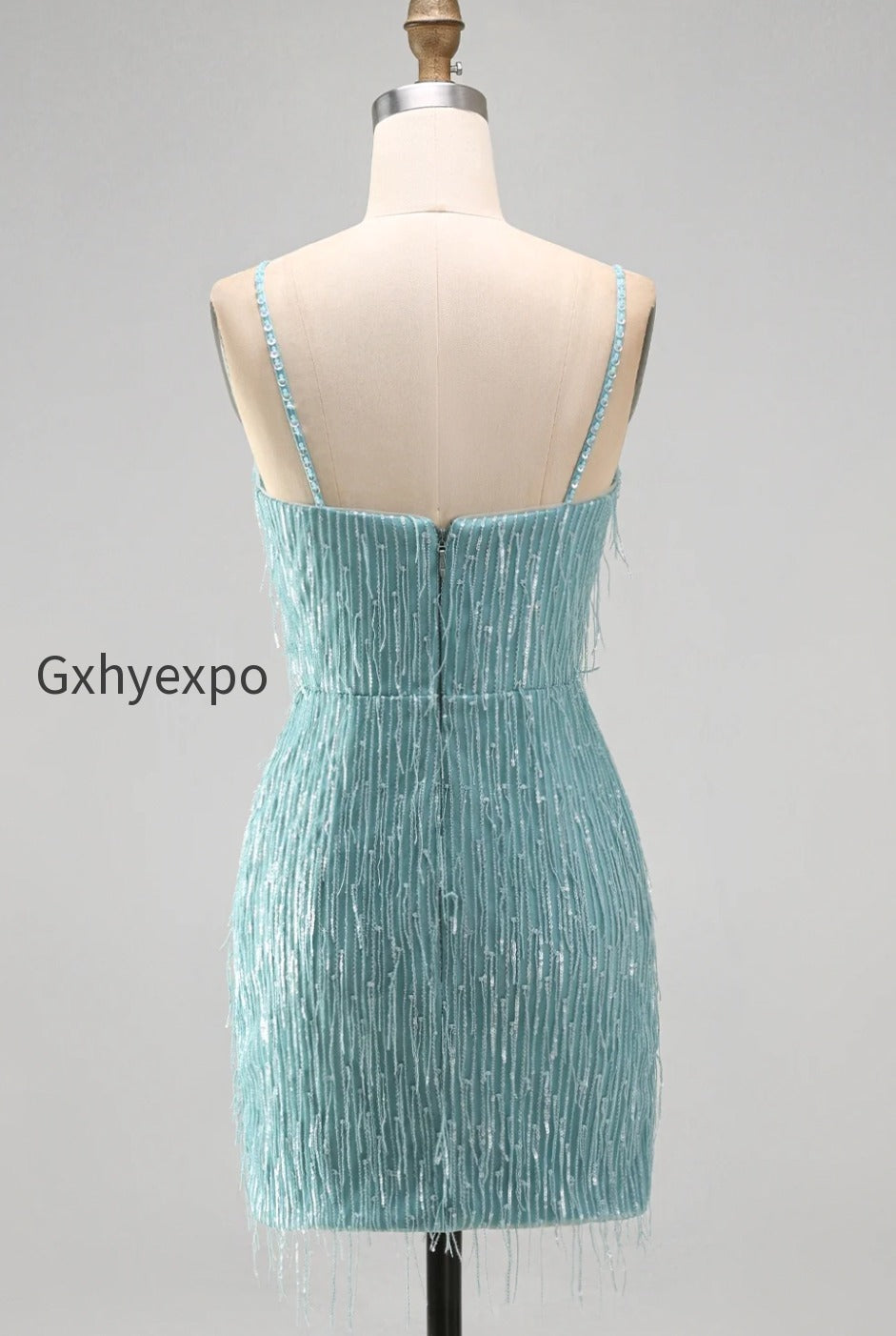 sparkly-dusty-rose-fringed-v-neck-tight-short-homecoming-dress