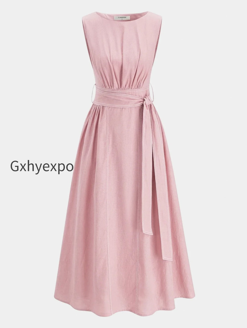 cotton-linen-sleeveless-belted-maxi-dress
