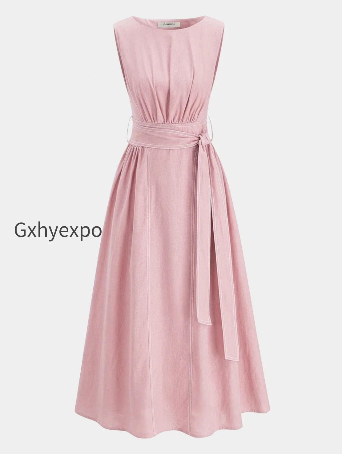 cotton-linen-sleeveless-belted-maxi-dress
