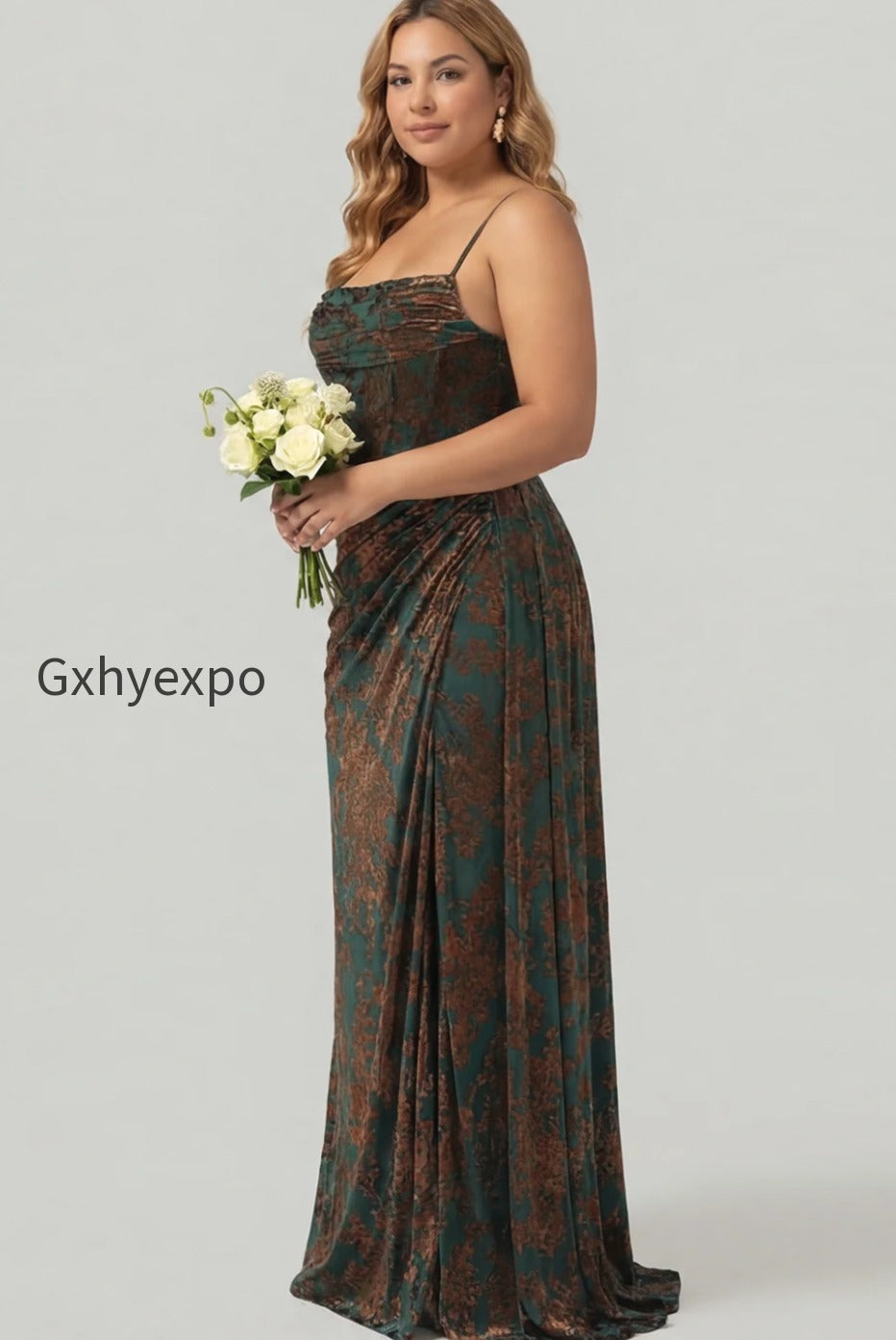 plus-size-dark-green-corset-velvet-floral-long-wedding-guest-dress-with-side-cape