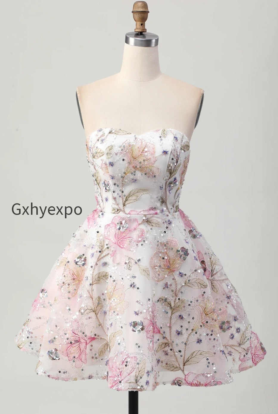 sparkly-pink-floral-short-a-line-homecoming-dress