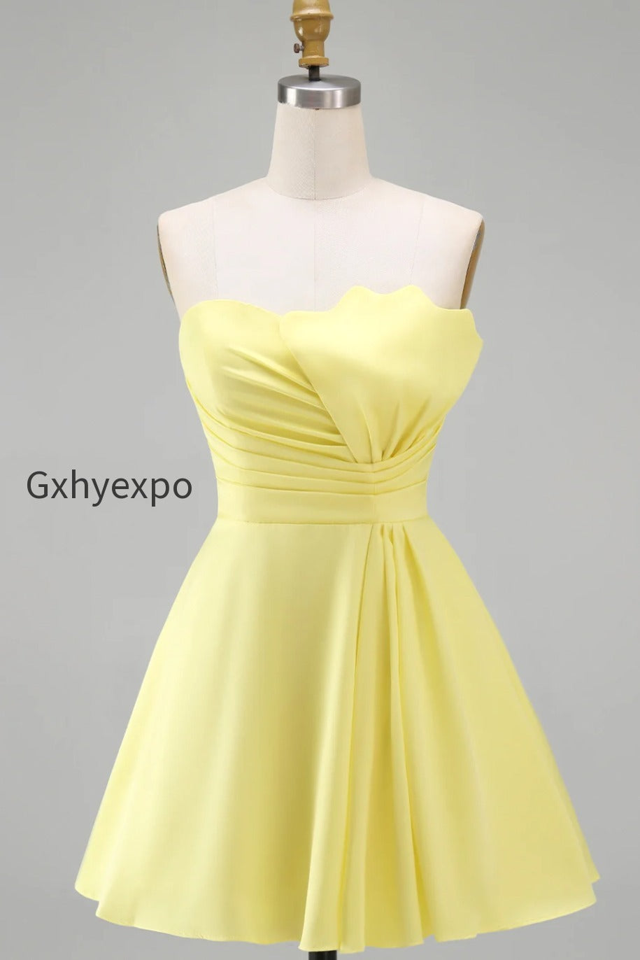 ivory-strapless-satin-ruched-short-a-line-graduation-dress