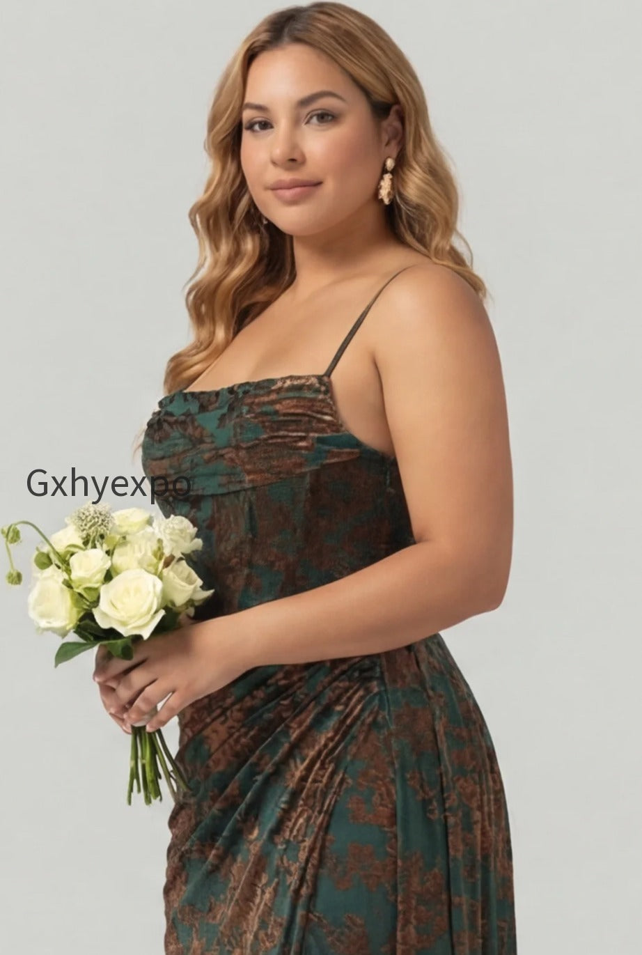 plus-size-dark-green-corset-velvet-floral-long-wedding-guest-dress-with-side-cape