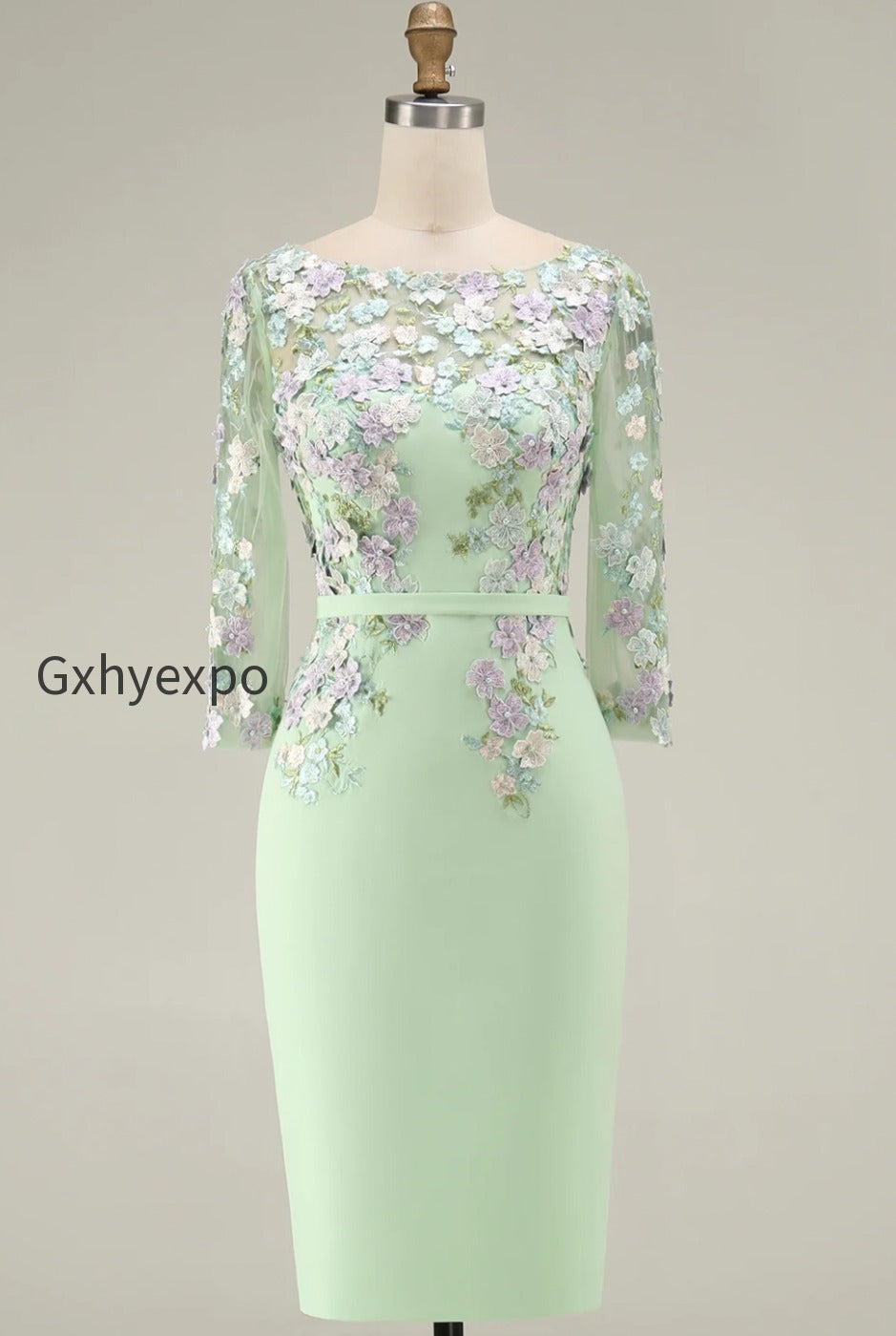 dusty-rose-bodycon-floral-midi-mother-of-the-bride-dress-with-sleeves