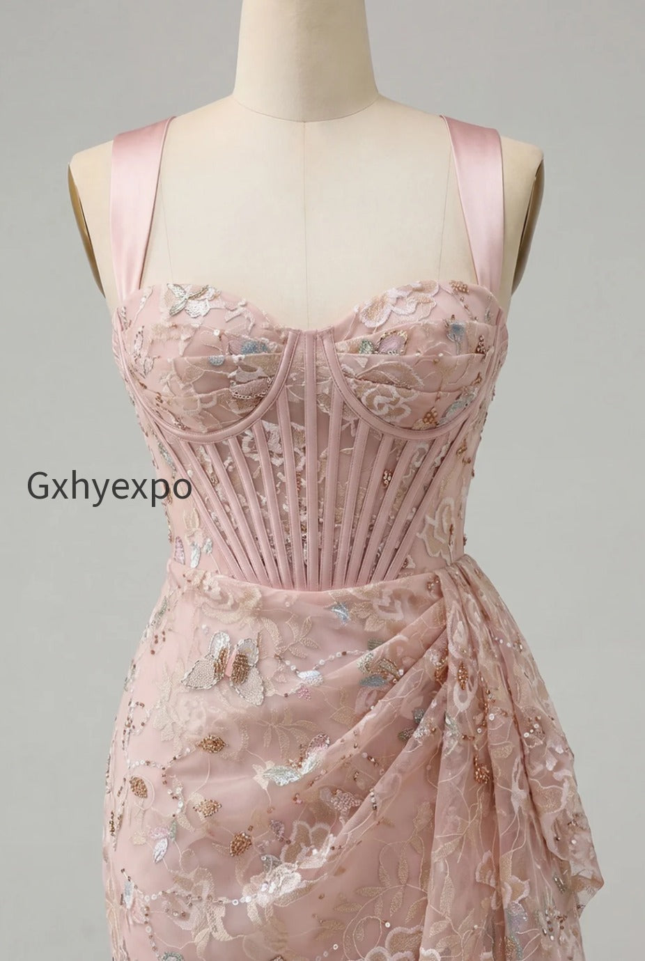 floral-apricot-corset-ruched-tight-short-homecoming-dress-with-beading