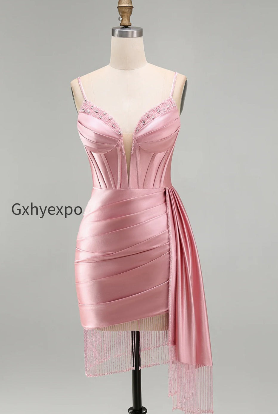 sparkly-gold-satin-fringed-beaded-tight-short-corset-homecoming-dress