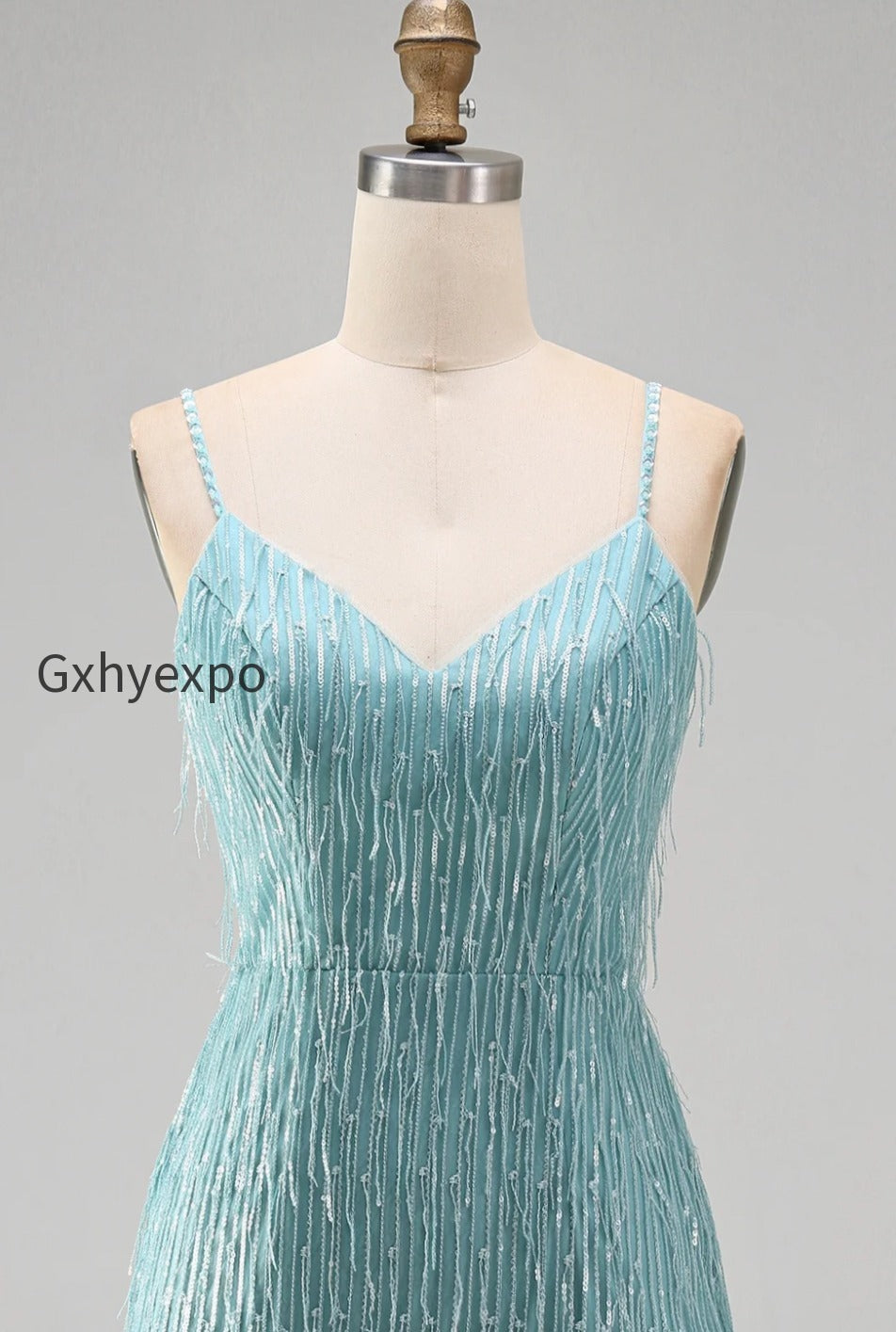 sparkly-dusty-rose-fringed-v-neck-tight-short-homecoming-dress