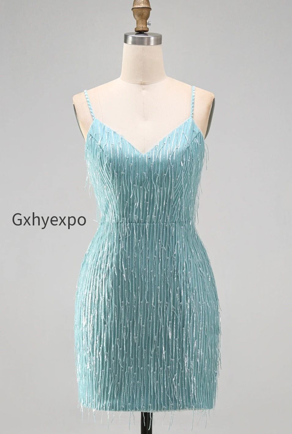 sparkly-dusty-rose-fringed-v-neck-tight-short-homecoming-dress