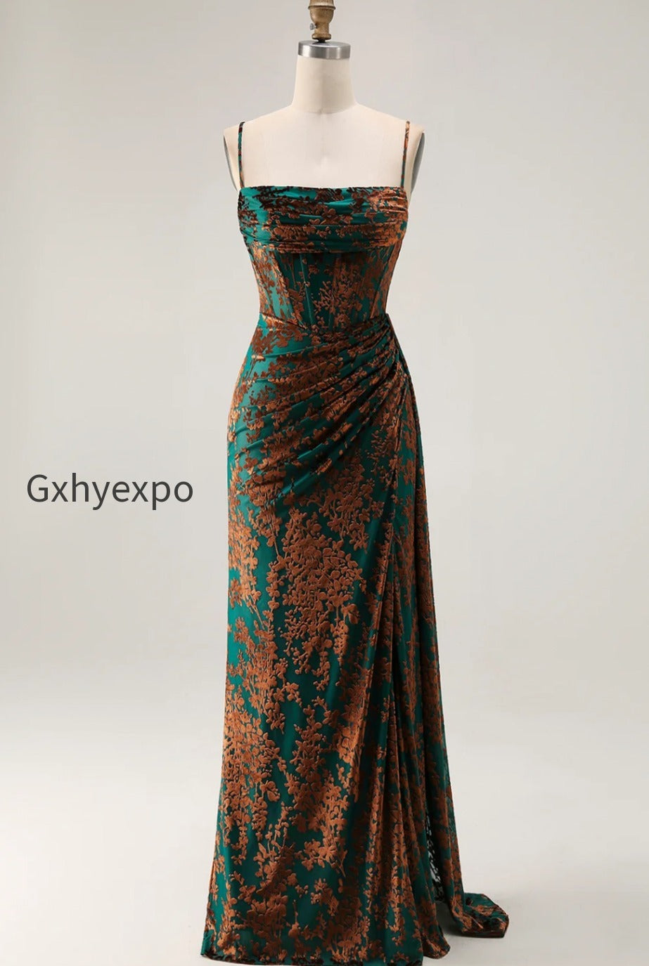 plus-size-dark-green-corset-velvet-floral-long-wedding-guest-dress-with-side-cape